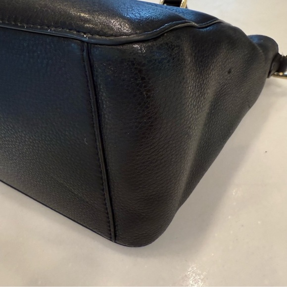 Tory Burch Robinson Black Pebbled Leather Tote  Double Zip Handbag/crossbody - Picture 12 of 16